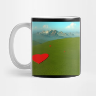 Valentine Wall Art - Hearts across the world - Unique Valentine Fantasy Planet Landsape - Photo print, canvas, artboard print, Canvas Print and T shirt Mug